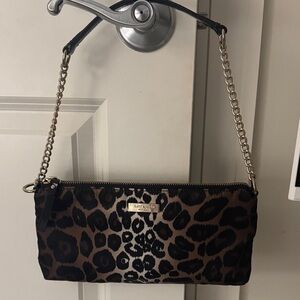 Kate spade Leopard Print Shoulder Bag with Gold Chain